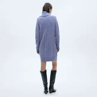 MANGO - Vestido Punto Cuello Alto Mujer