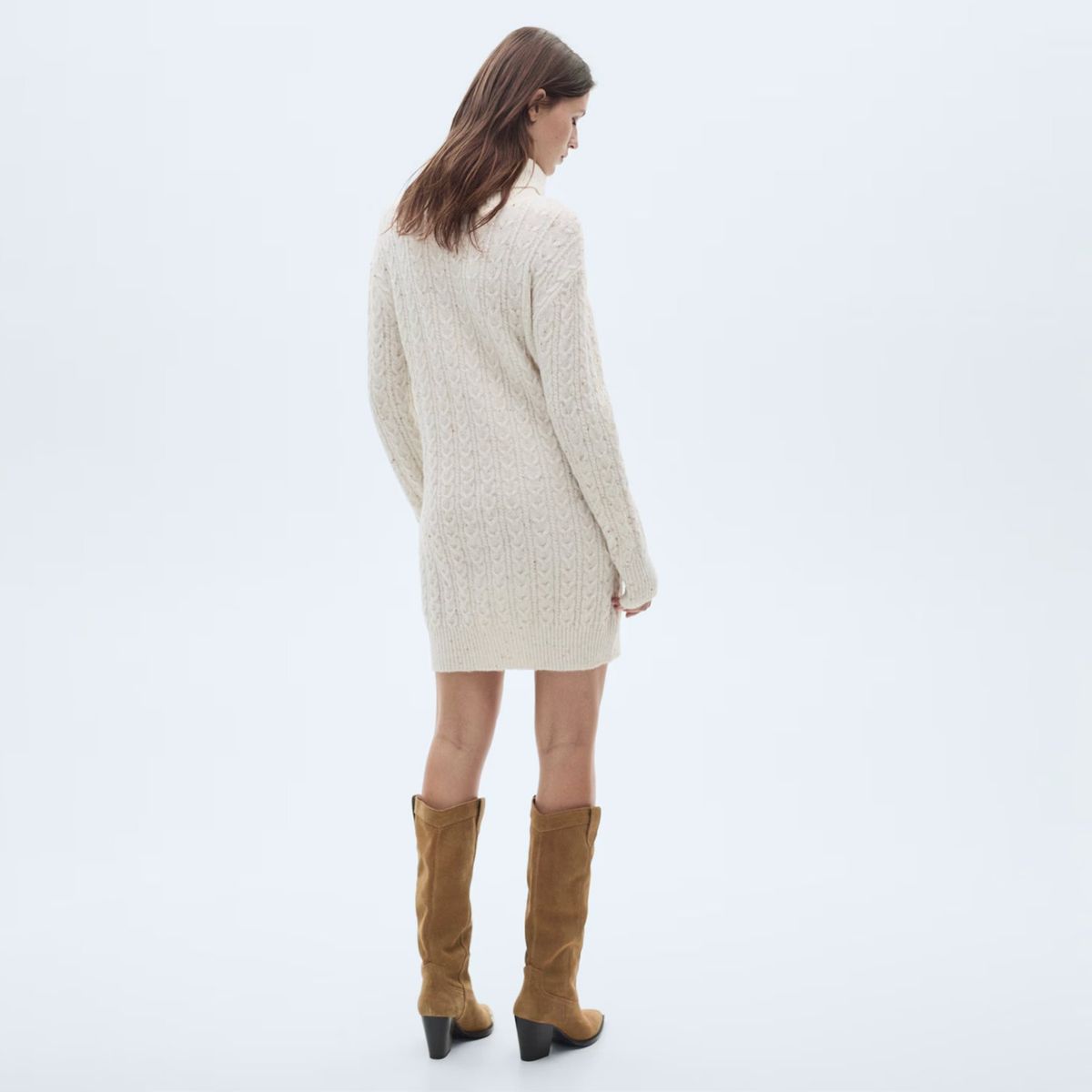 MANGO - Vestido Punto Cuello Alto Mujer Mango