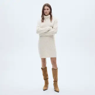 MANGO - Vestido Punto Cuello Alto Mujer