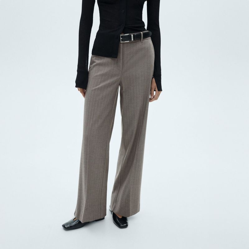 MANGO - Pantalón Recto Tiro Medio Mujer Mango