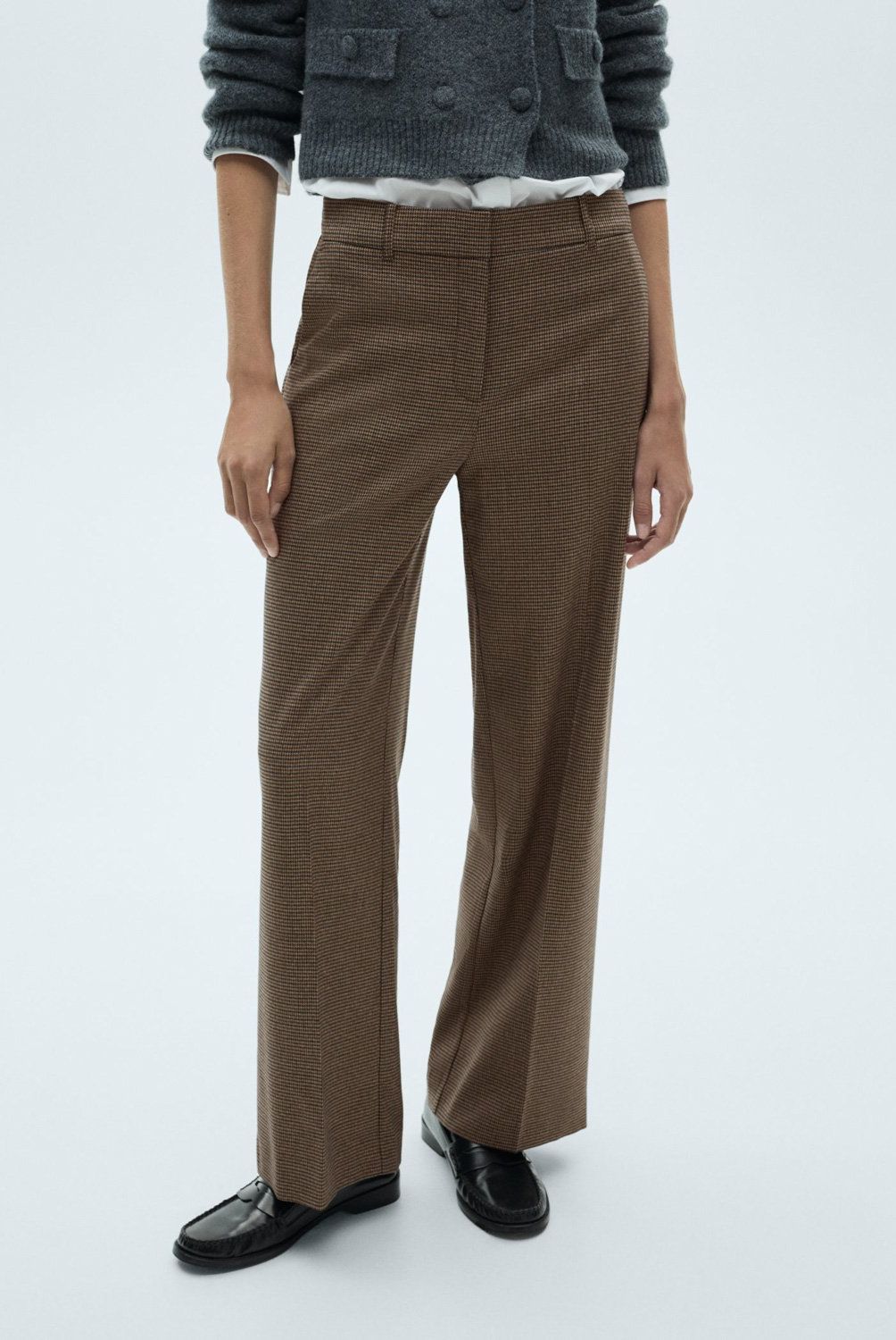 MANGO - Pantalón Recto Tiro Medio Mujer Mango
