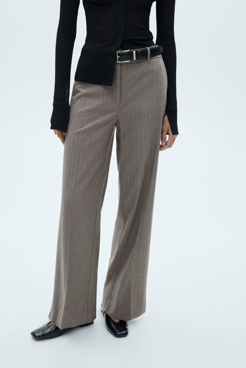 MANGO - Pantalón Recto Tiro Medio Mujer Mango