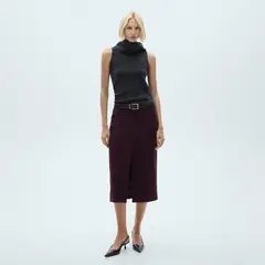 MANGO - Top Punto Cuello Alto Mujer