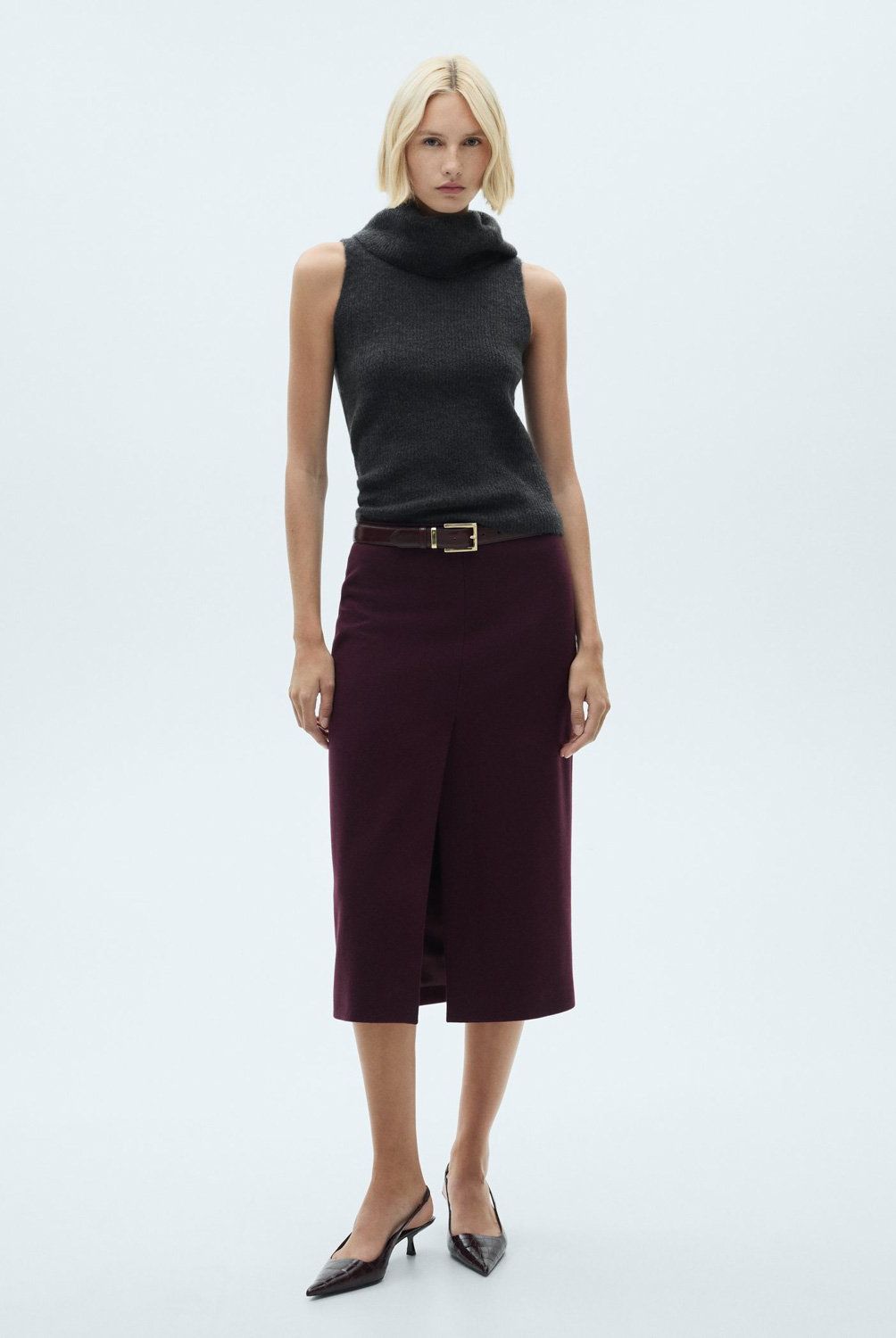 MANGO - Top Punto Cuello Alto Mujer Mango