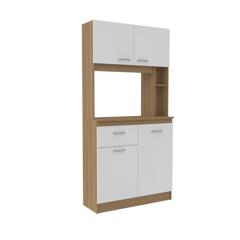 STANFORD - Mueble De Cocina 4 Puertas 1 Cajón Nogal Blanco Stanford