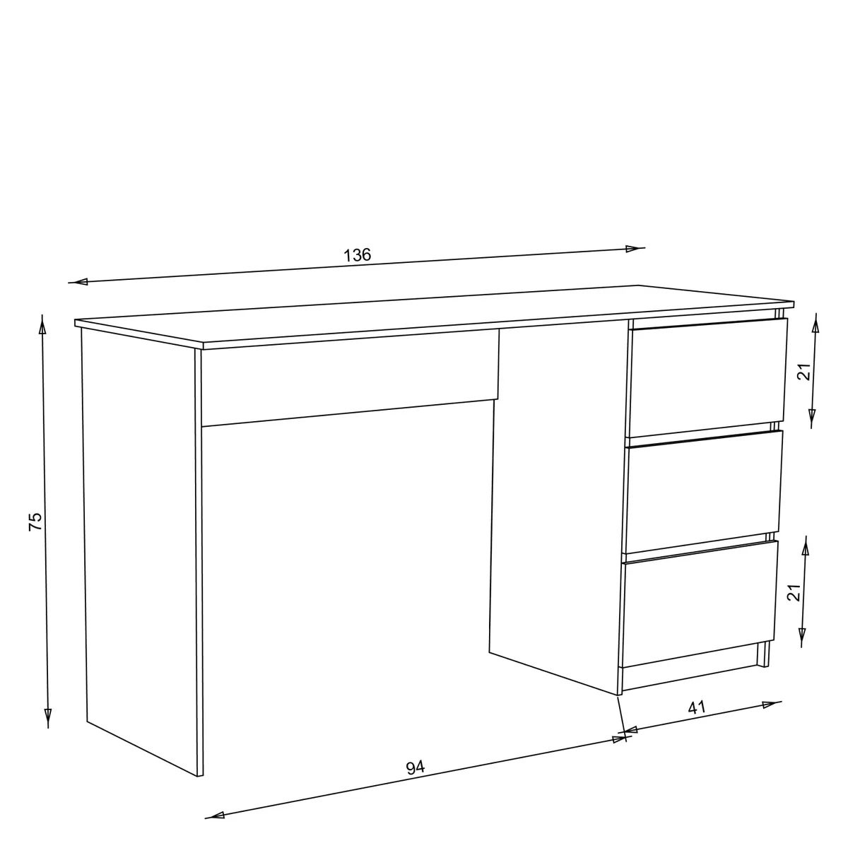 STANFORD - Escritorio 3 Cajones Cerezo Stanford