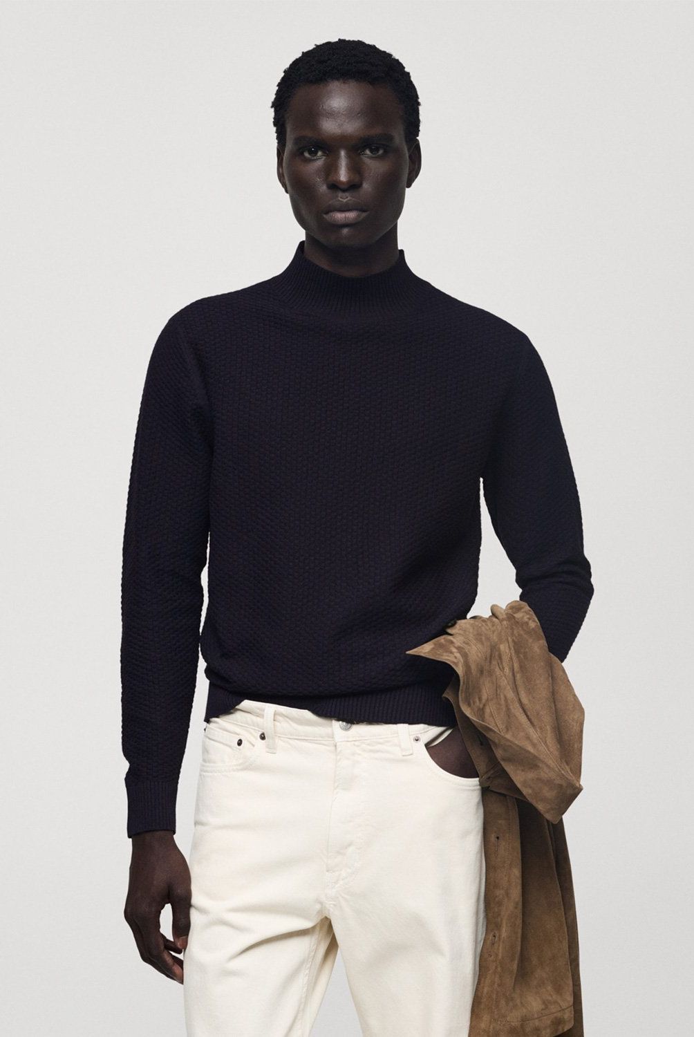 MANGO MAN - Sweater Algodón Estructura Cuello Perkins Hombre Mango Man