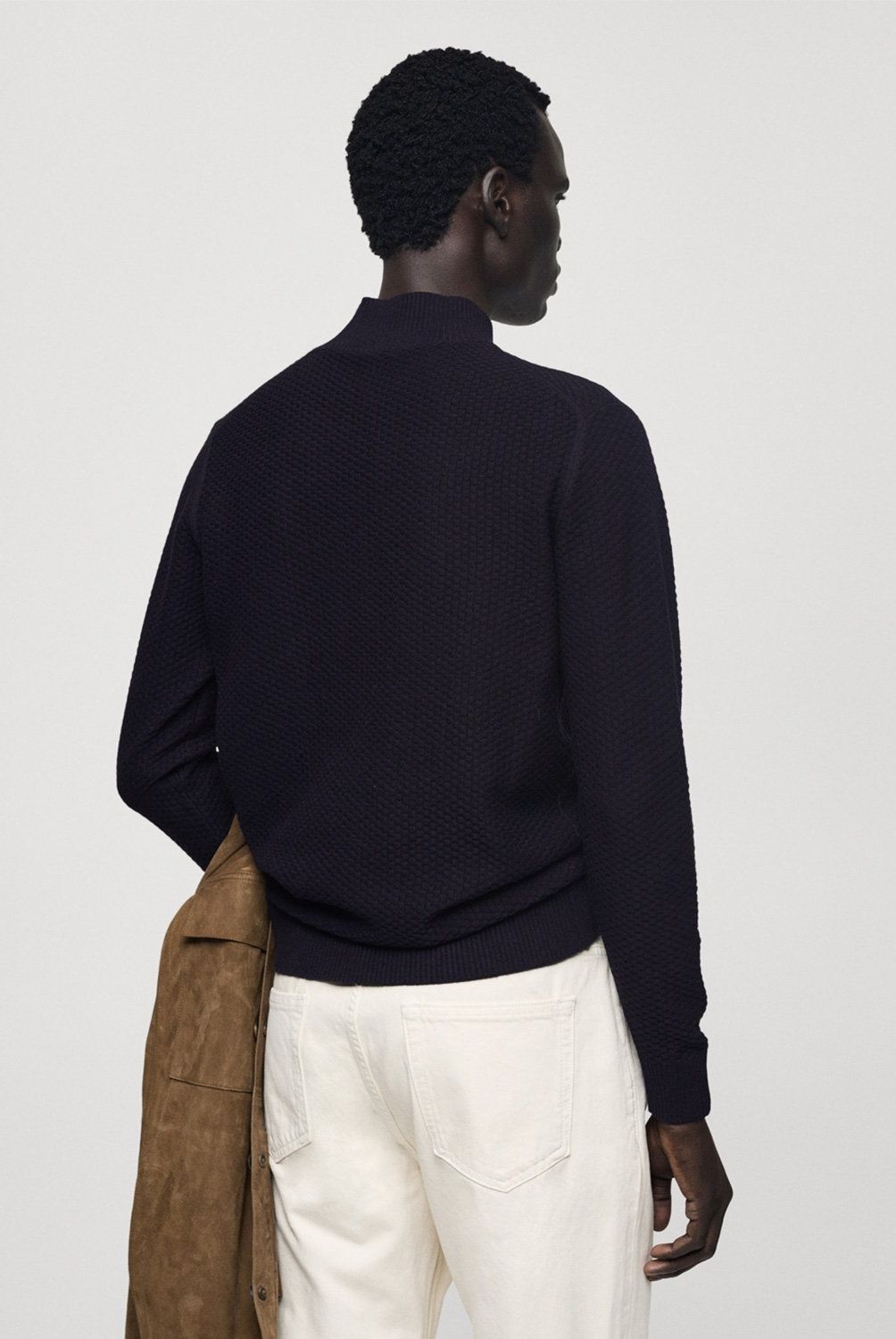 MANGO MAN - Sweater Algodón Estructura Cuello Perkins Hombre Mango Man