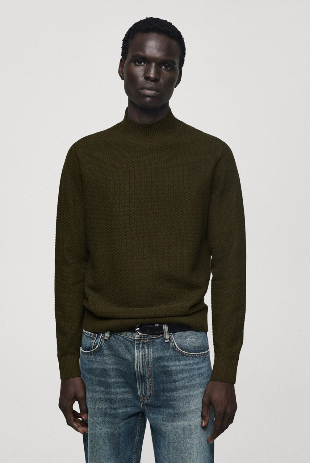 MANGO MAN - Sweater Algodón Estructura Cuello Perkins Hombre Mango Man