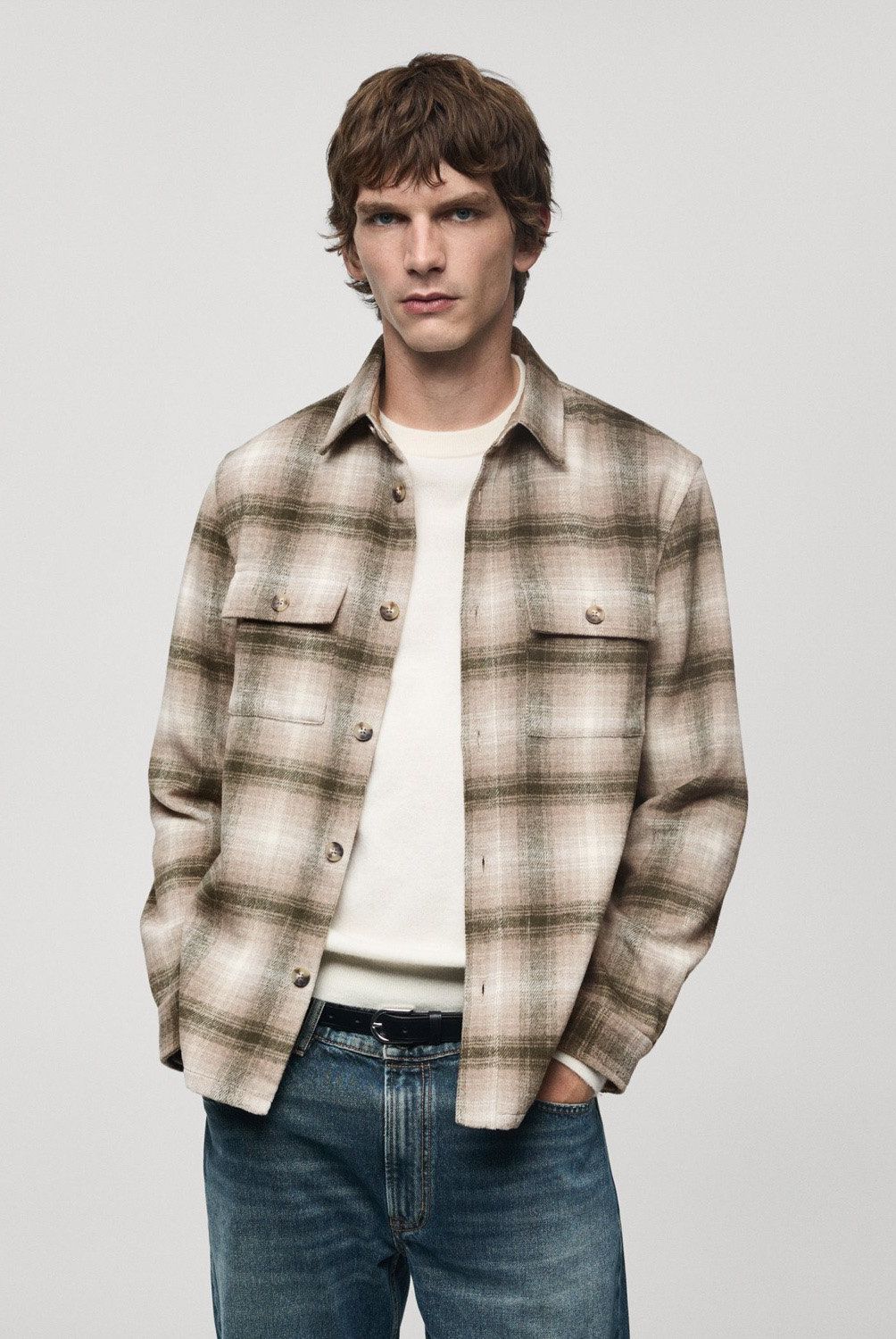MANGO MAN - Sobrecamisa 100% Algodón Franela Cuadros Hombre Mango Man