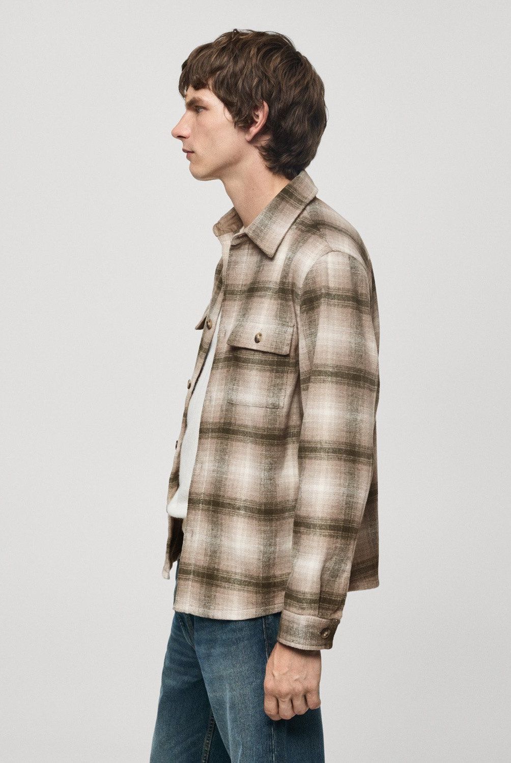 MANGO MAN - Sobrecamisa 100% Algodón Franela Cuadros Hombre Mango Man