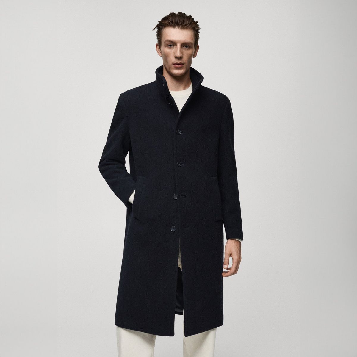 MANGO MAN - Abrigo Largo Lana Cuello Chimenea Hombre Mango Man