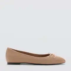 MANGO - Ballerina Casual Mujer Cuero Café