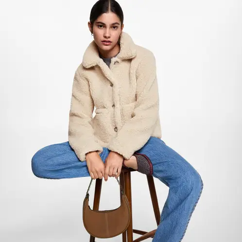 MANGO TEEN - Chaqueta Bolsillos Borreguito Mujer