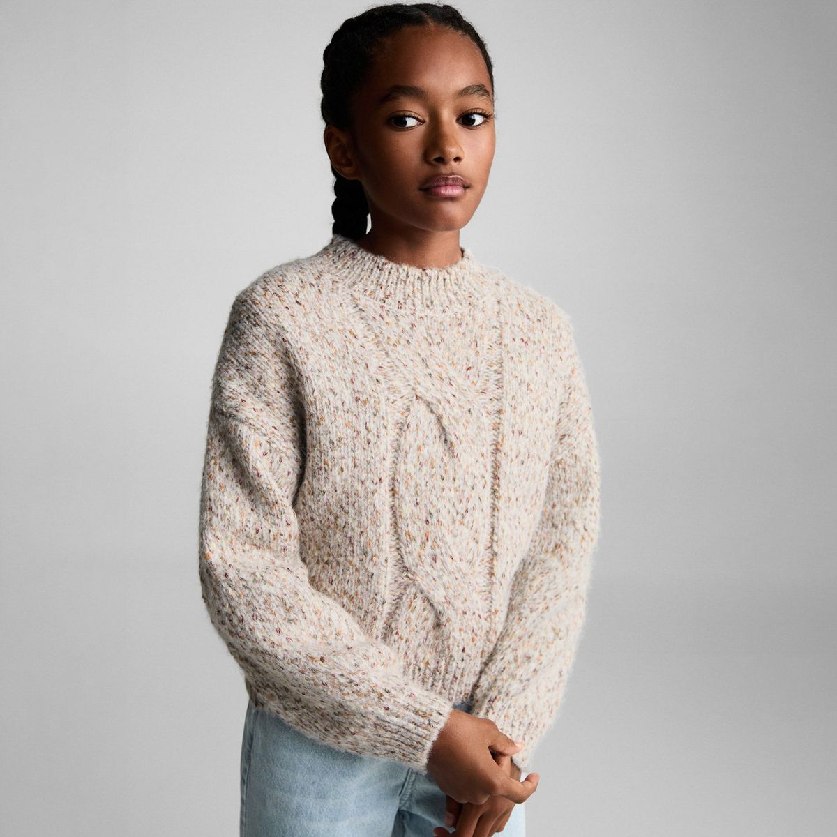 MANGO KIDS - Sweater Punto Trenzado Niña Mango Kids