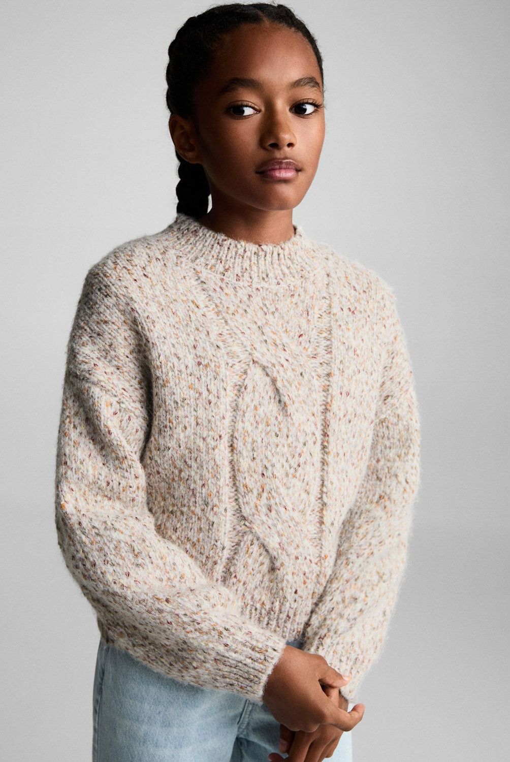 MANGO KIDS - Sweater Punto Trenzado Niña Mango Kids