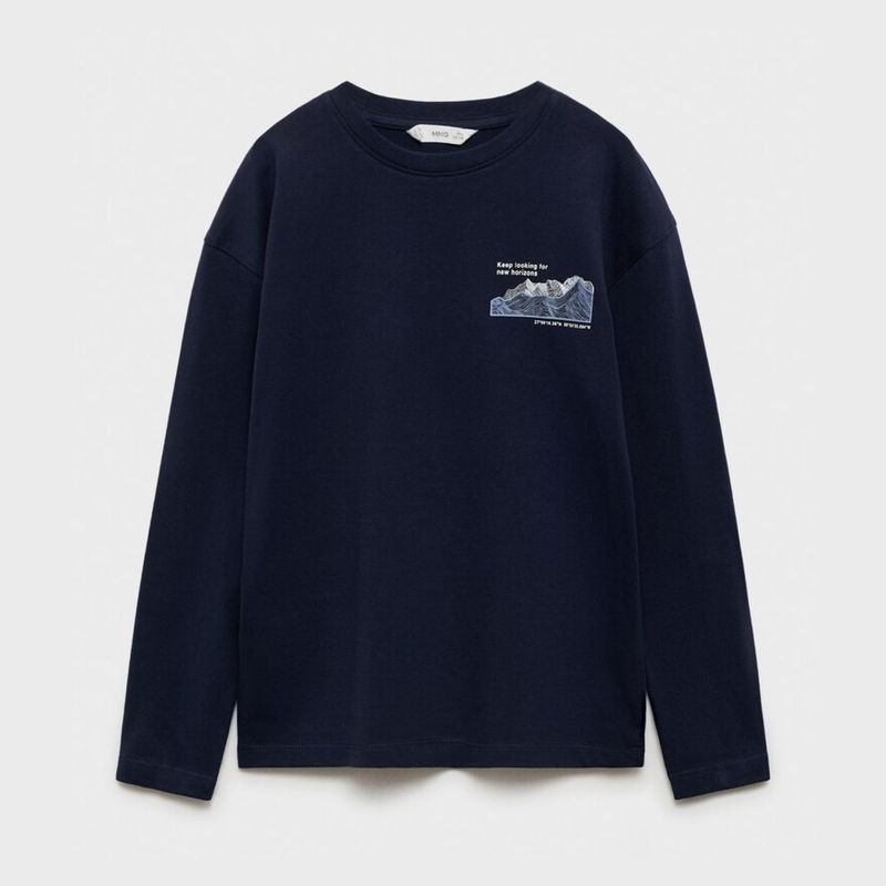 MANGO KIDS - Polera Manga Larga Estampada Niño Mango Kids