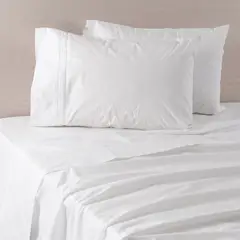 MASHINI - Juego De Sábanas Polialgodón 200 Hilos 2 Plazas Bordado