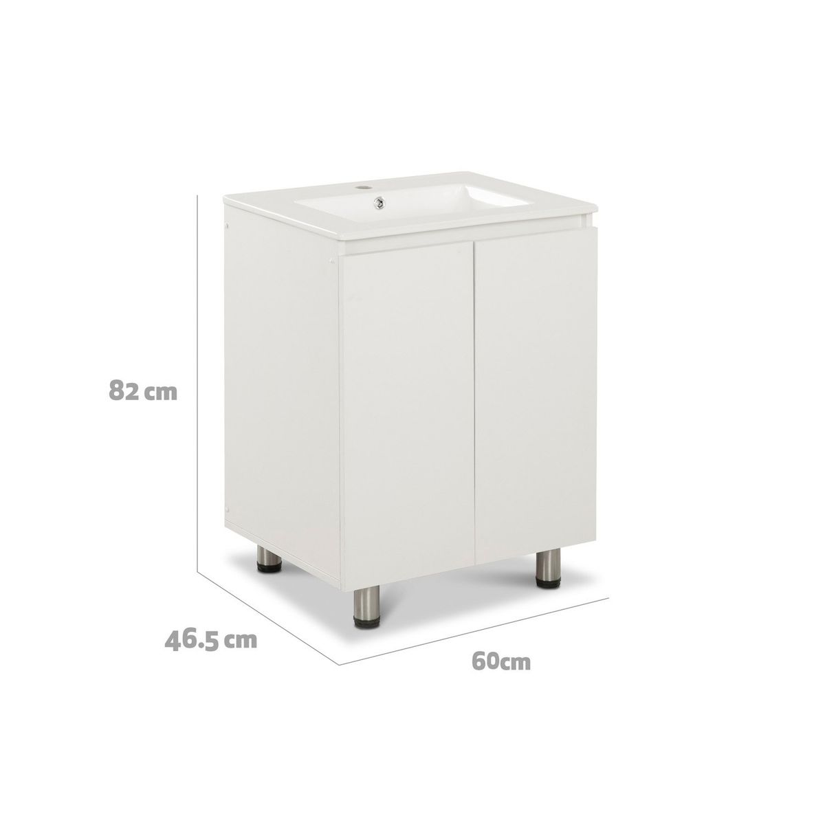 CIC - Mueble De Baño 60 Lisboa 2 Puertas Patas Blanco Cic