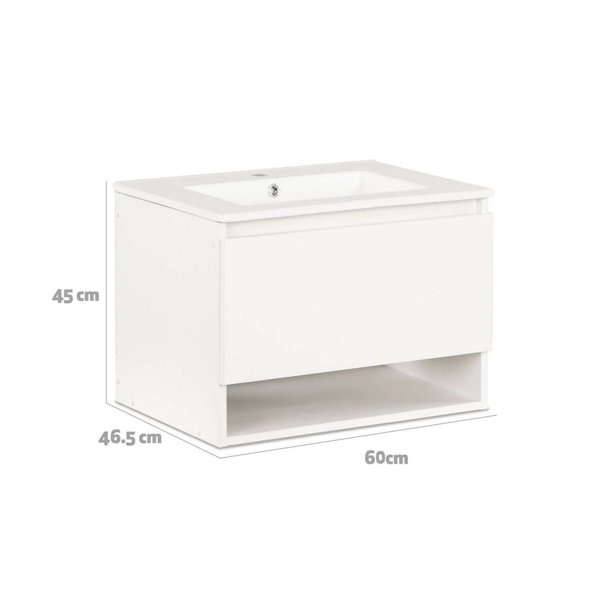 CIC - Mueble De Baño 60 Mónaco Aéreo 1 Cajón Blanco Cic
