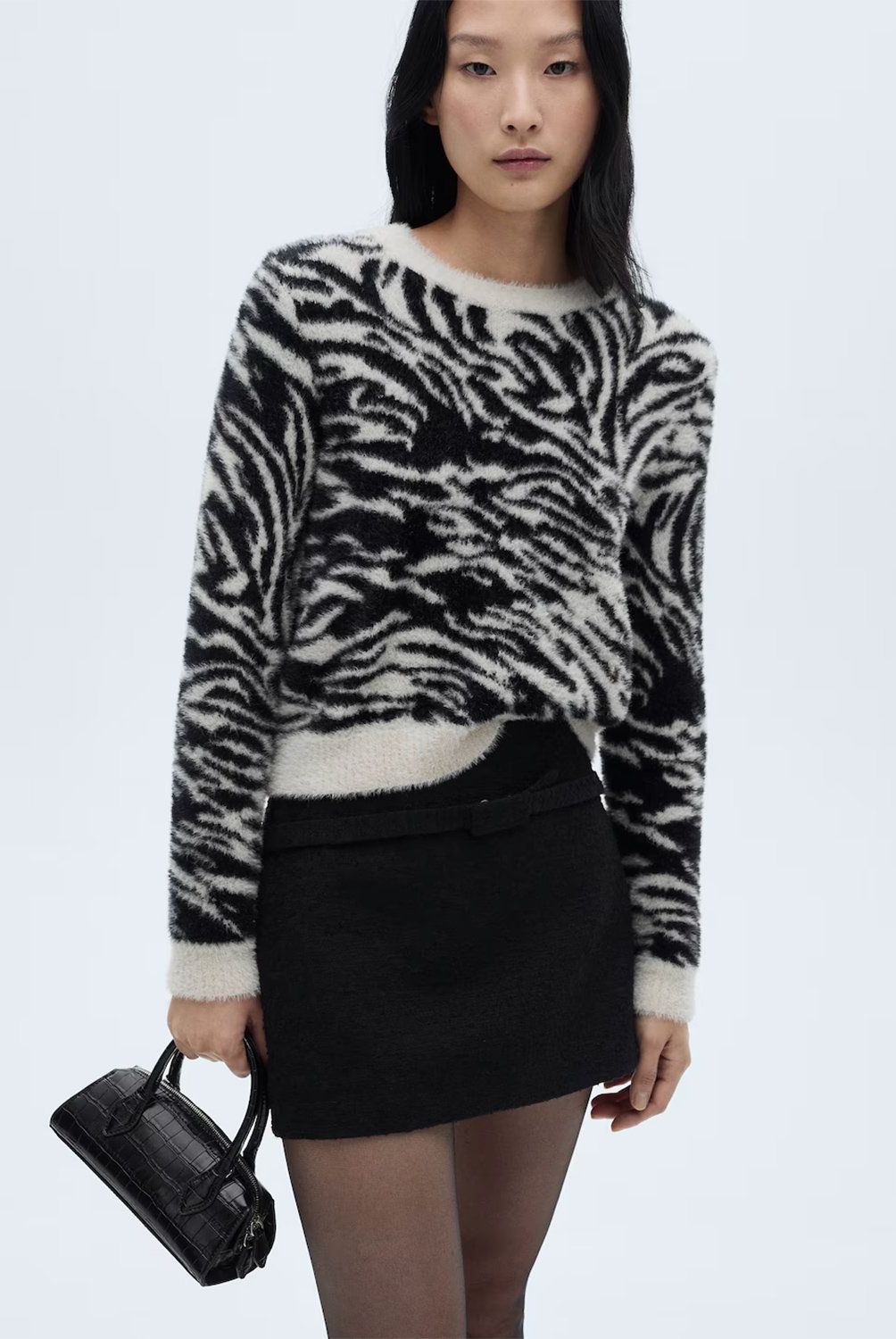 MANGO - Sweater Zebra Cuello Redondo Mujer Mango