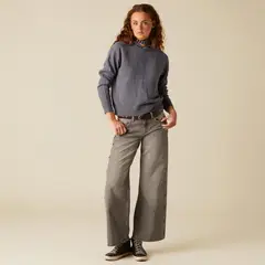 NICOLI - Jeans Gris Botones Lateral Mujer