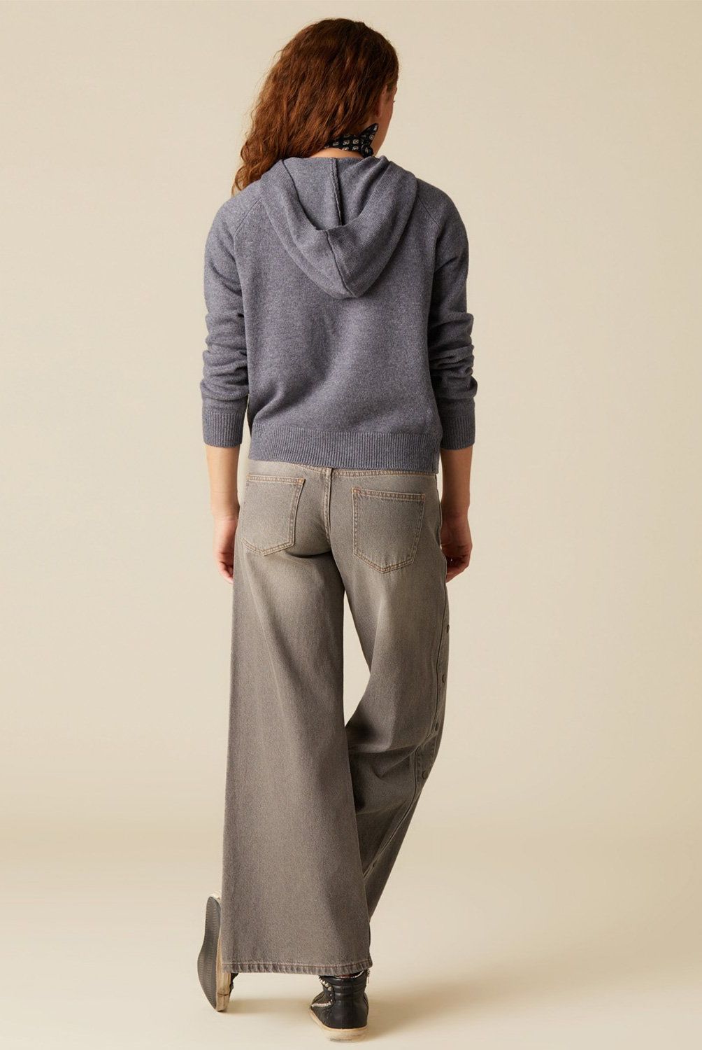 NICOLI - Jeans Gris Botones Lateral Mujer Nicoli