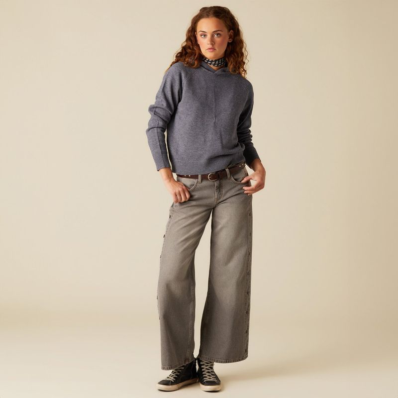 NICOLI - Jeans Gris Botones Lateral Mujer Nicoli