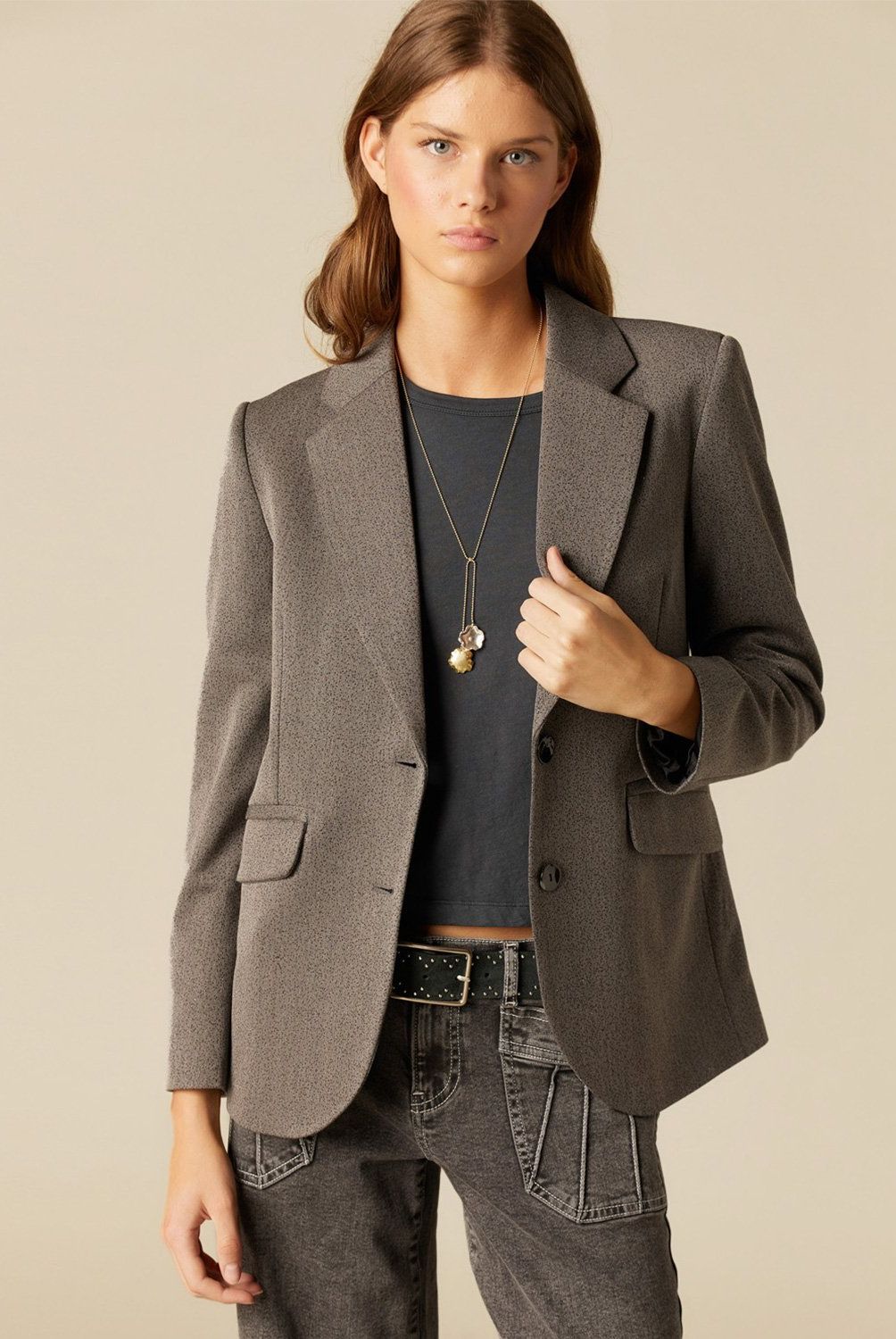 NICOLI - Blazer Gris Brillo Mujer Nicoli