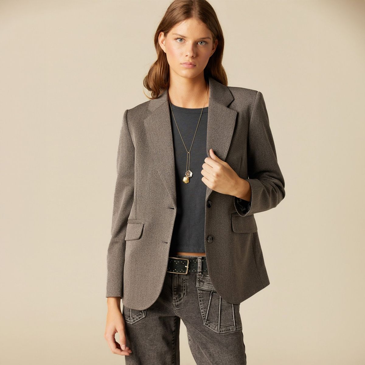 NICOLI - Blazer Gris Brillo Mujer Nicoli