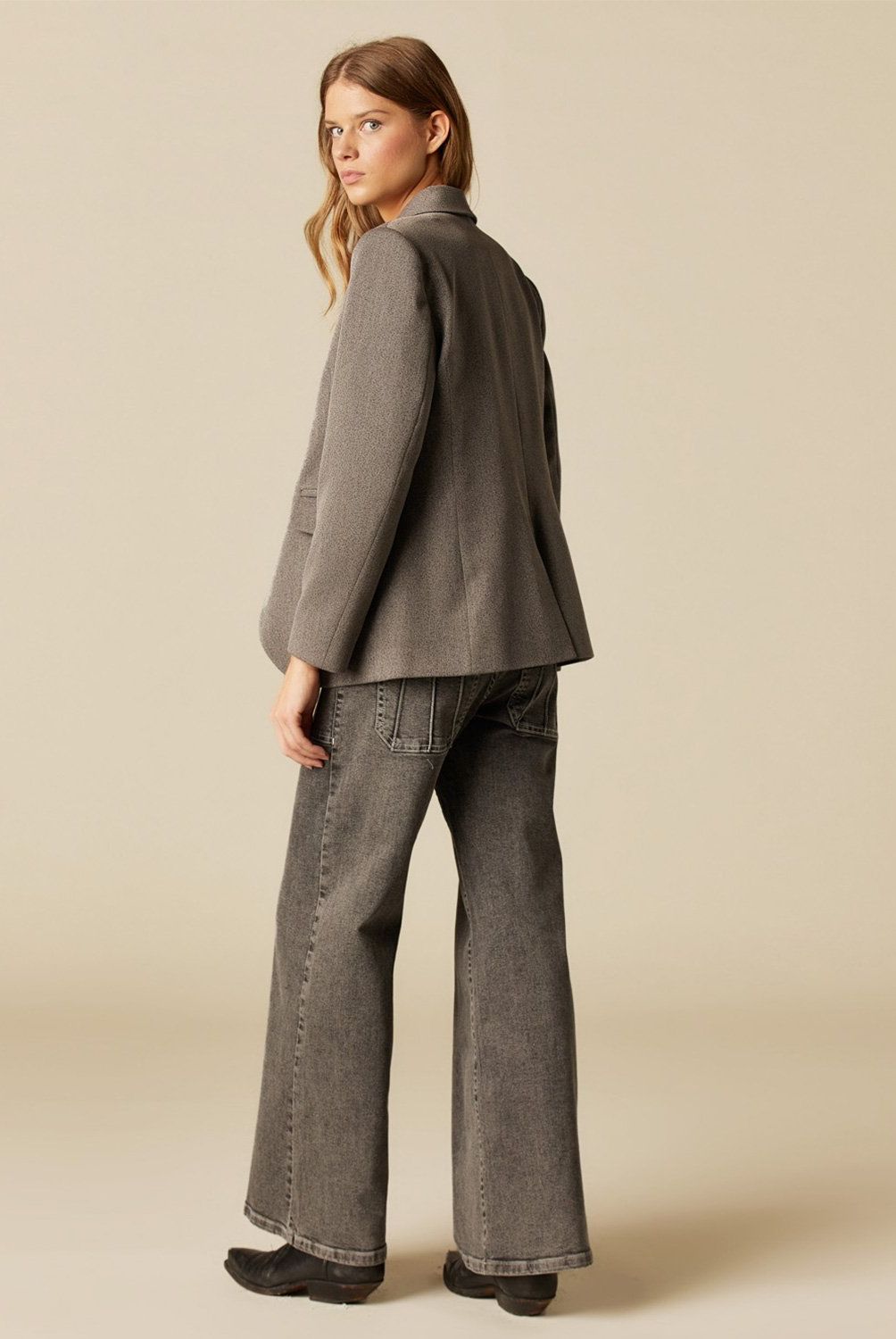 NICOLI - Blazer Gris Brillo Mujer Nicoli