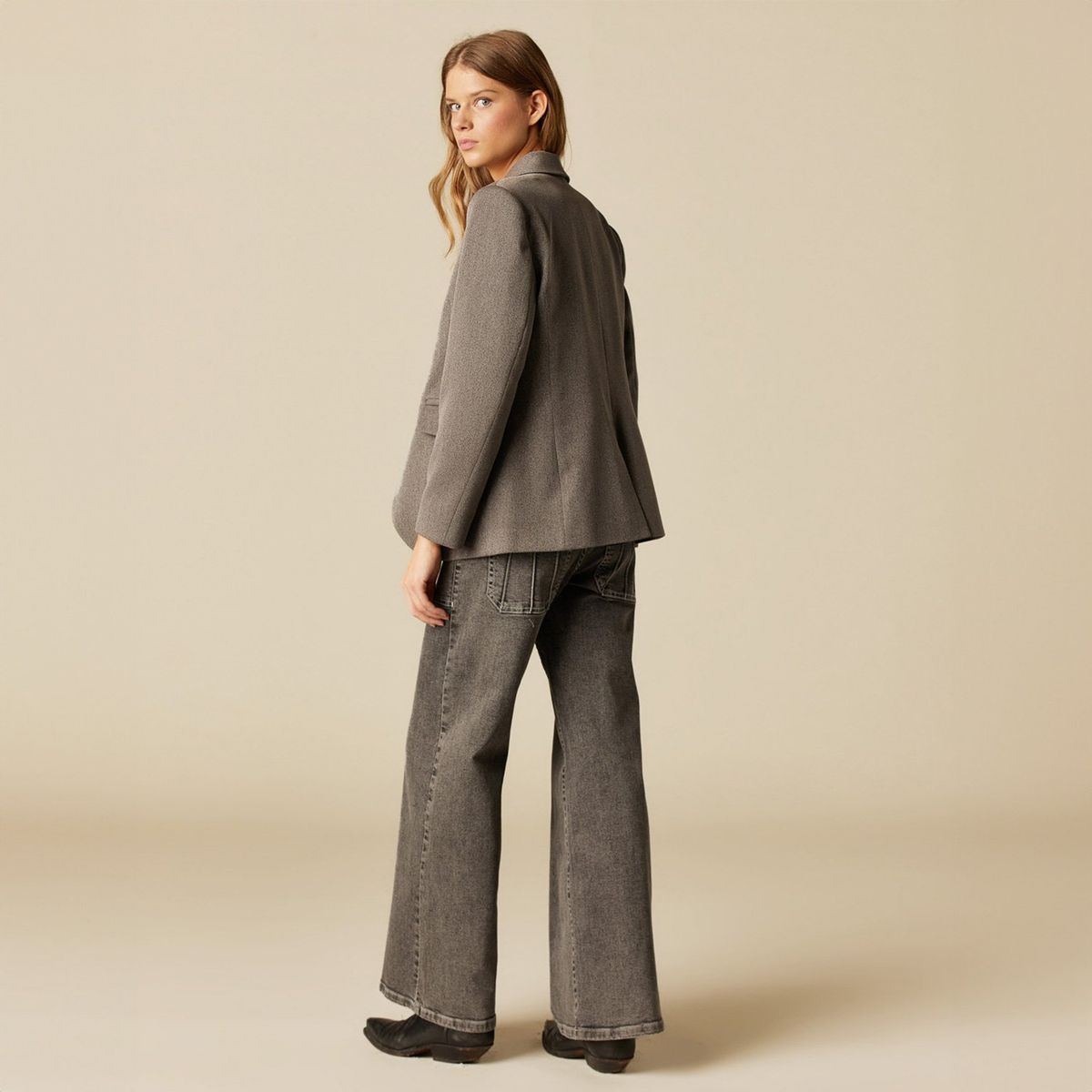 NICOLI - Blazer Gris Brillo Mujer Nicoli