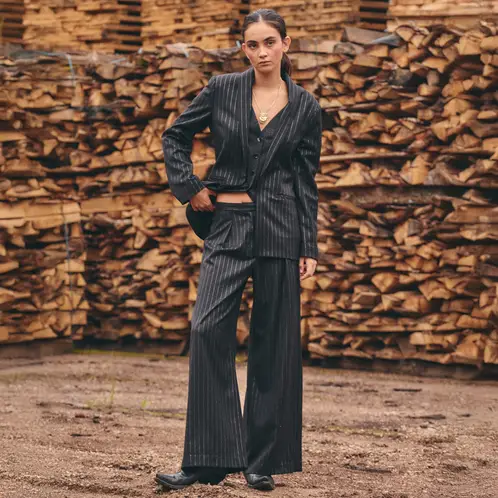 NICOLI - Blazer Chaleco Raya Brillo Mujer