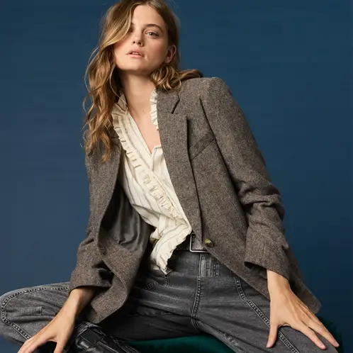 NICOLI - Blazer Espiga Café Raya Mujer
