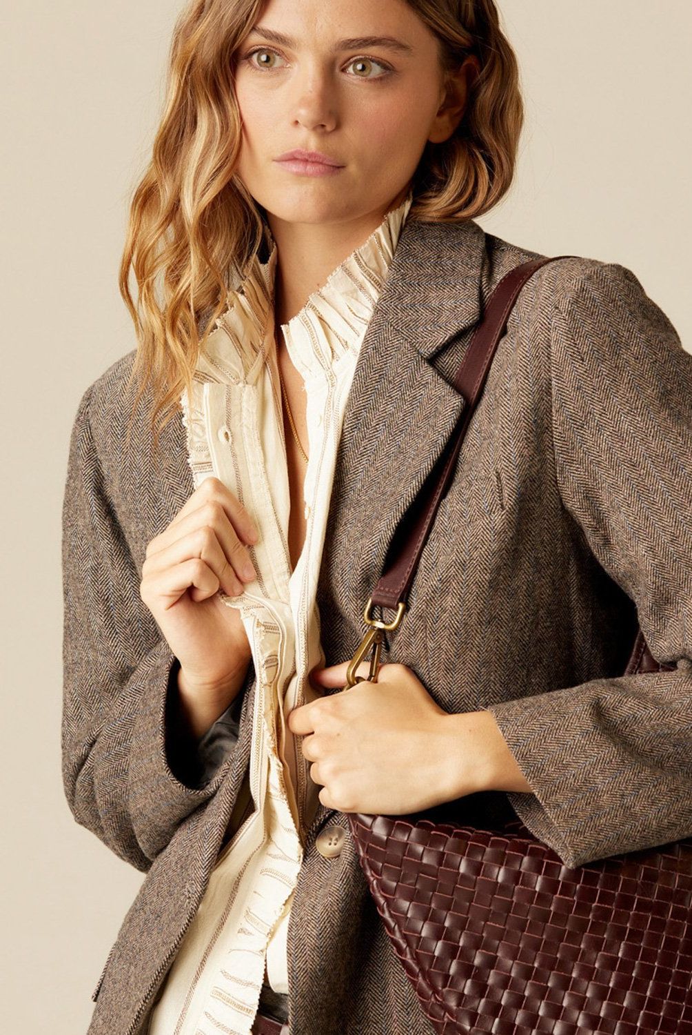 NICOLI - Blazer Espiga Café Raya Mujer Nicoli