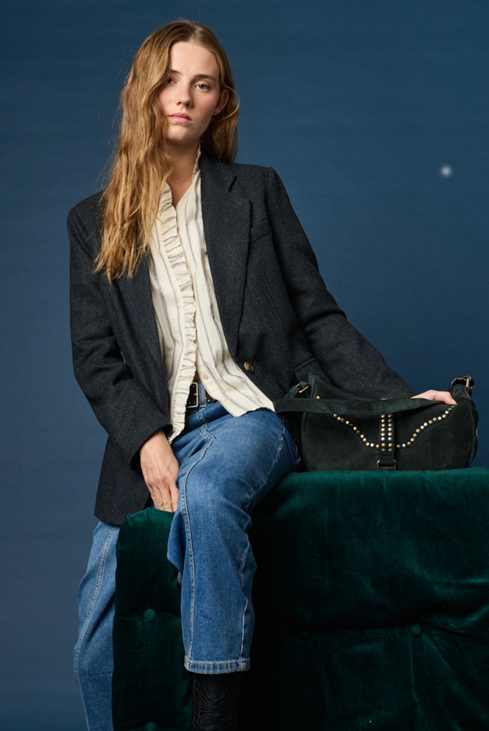 NICOLI - Blazer Espiga Azul Mujer Nicoli