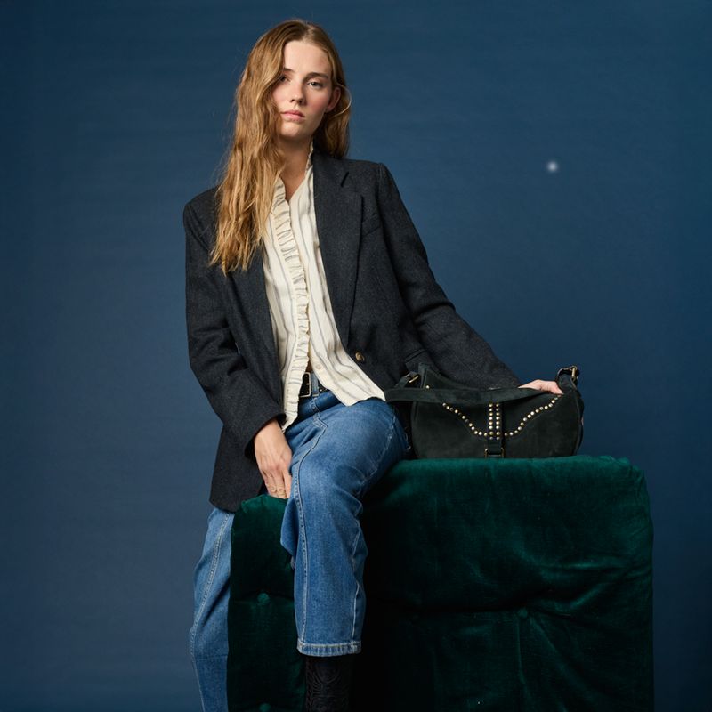 NICOLI - Blazer Espiga Azul Mujer Nicoli