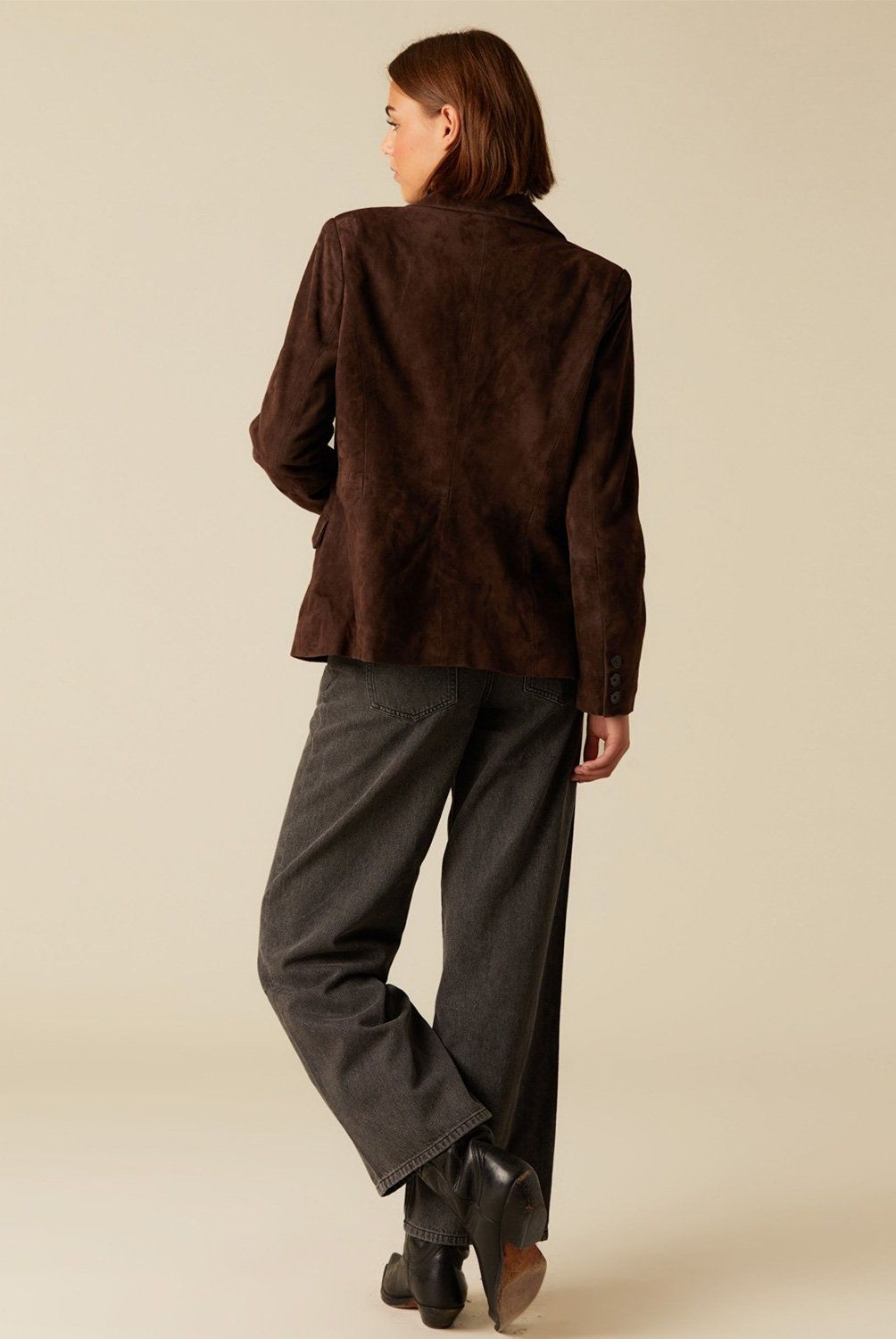 NICOLI - Blazer Gamuza Café Mujer Nicoli