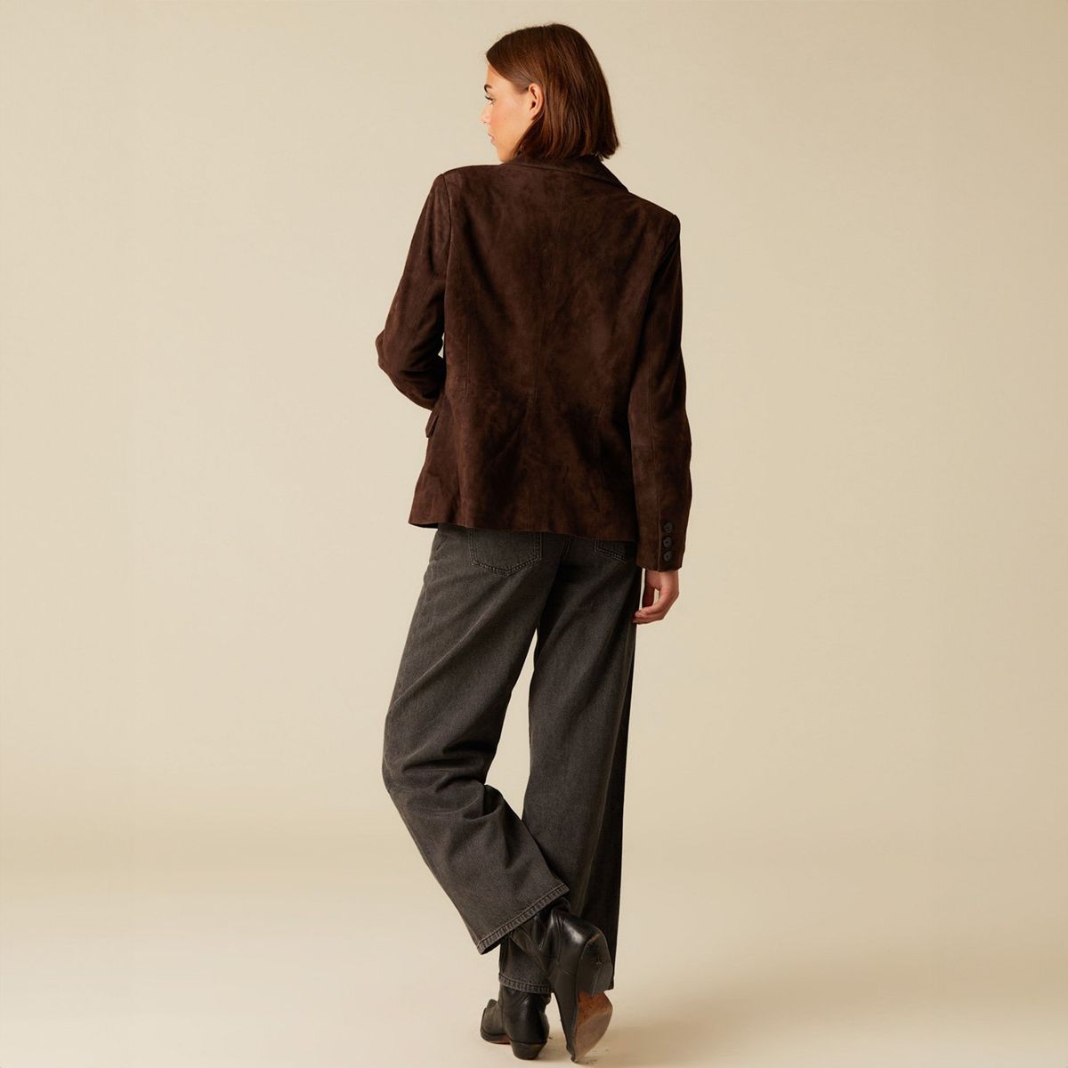 NICOLI - Blazer Gamuza Café Mujer Nicoli