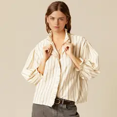 NICOLI - Blusa Cruda Raya Café Lurex Mujer
