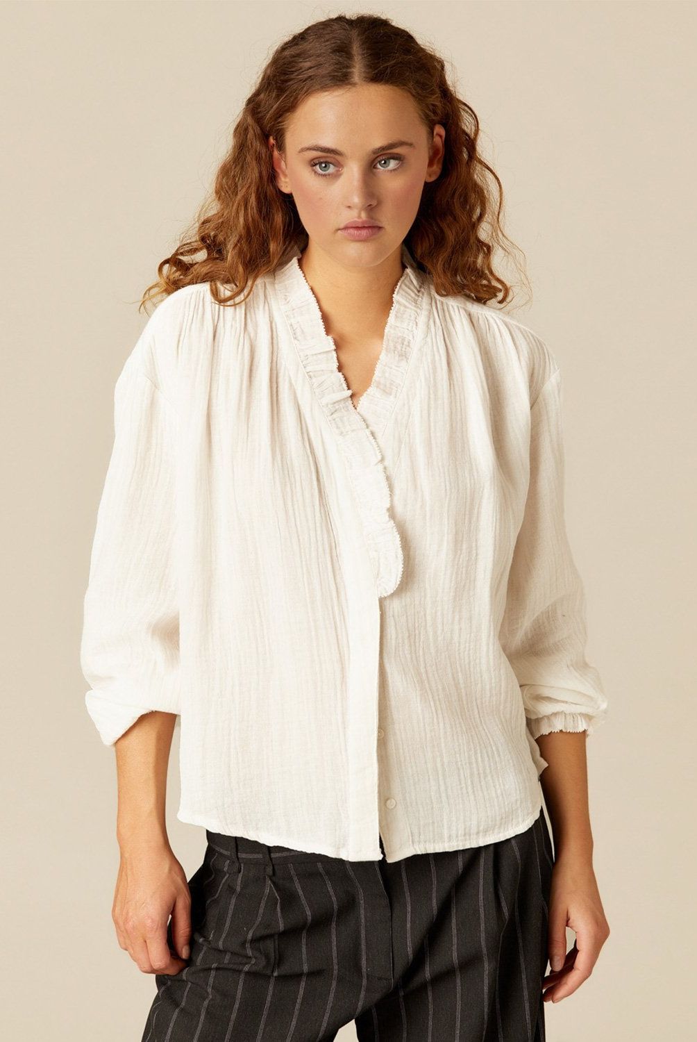 NICOLI - Blusa Perkins Cruda Mujer Nicoli