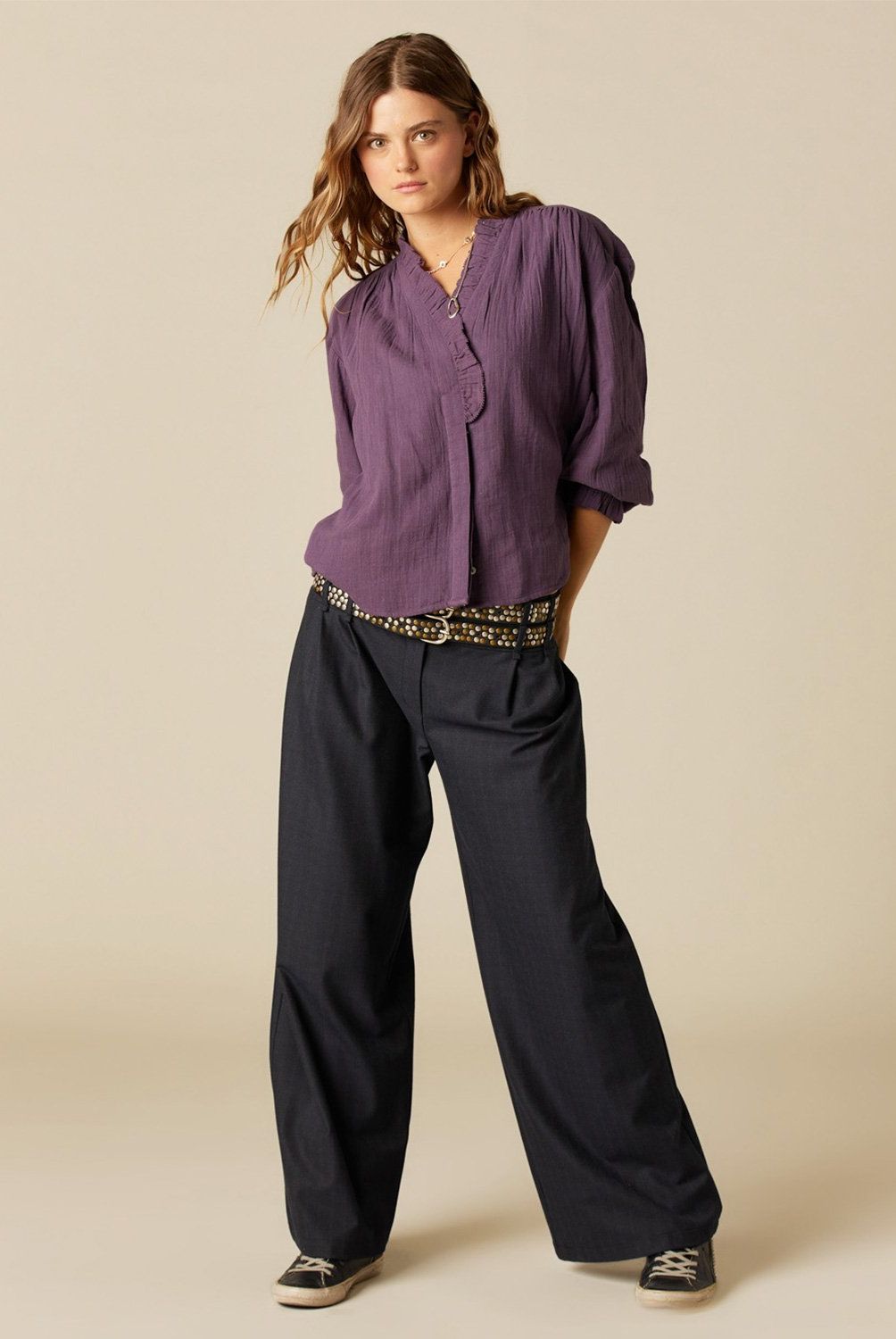 NICOLI - Blusa Perkins Moradodo Mujer Nicoli