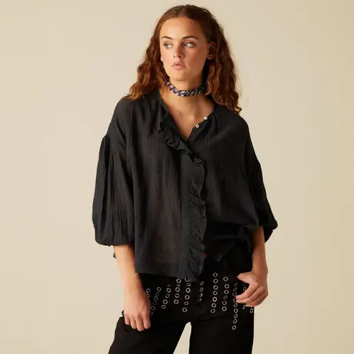NICOLI - Blusa Antracita Rústica Mujer