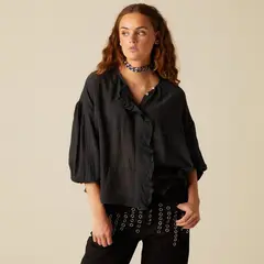 NICOLI - Blusa Antracita Rústica Mujer