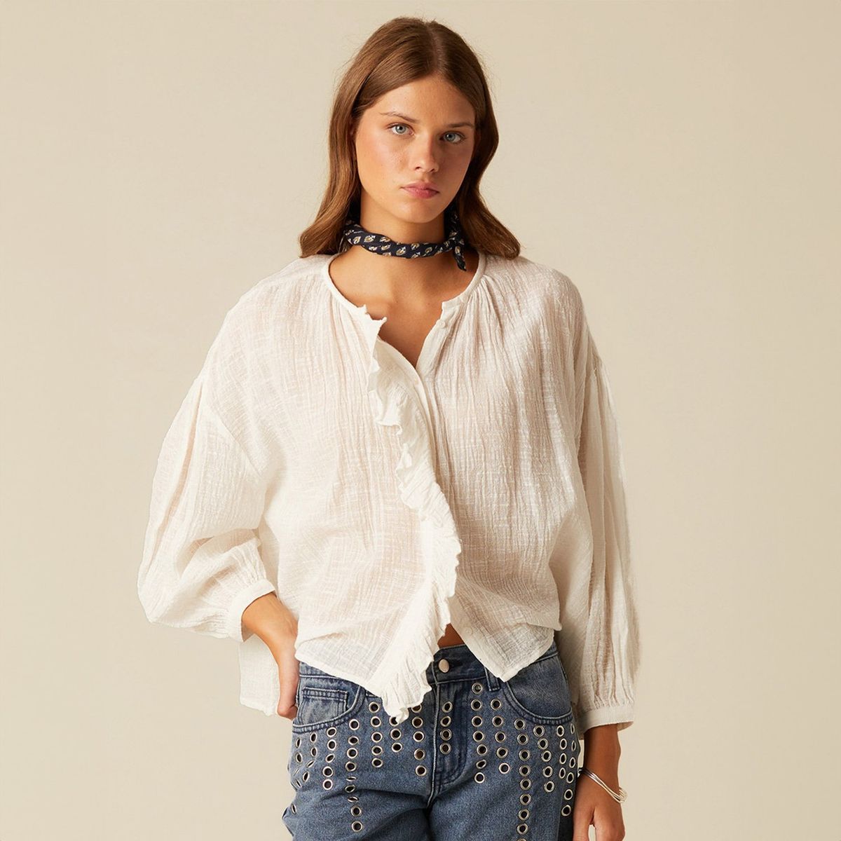 NICOLI - Blusa Cruda Rústica Mujer Nicoli