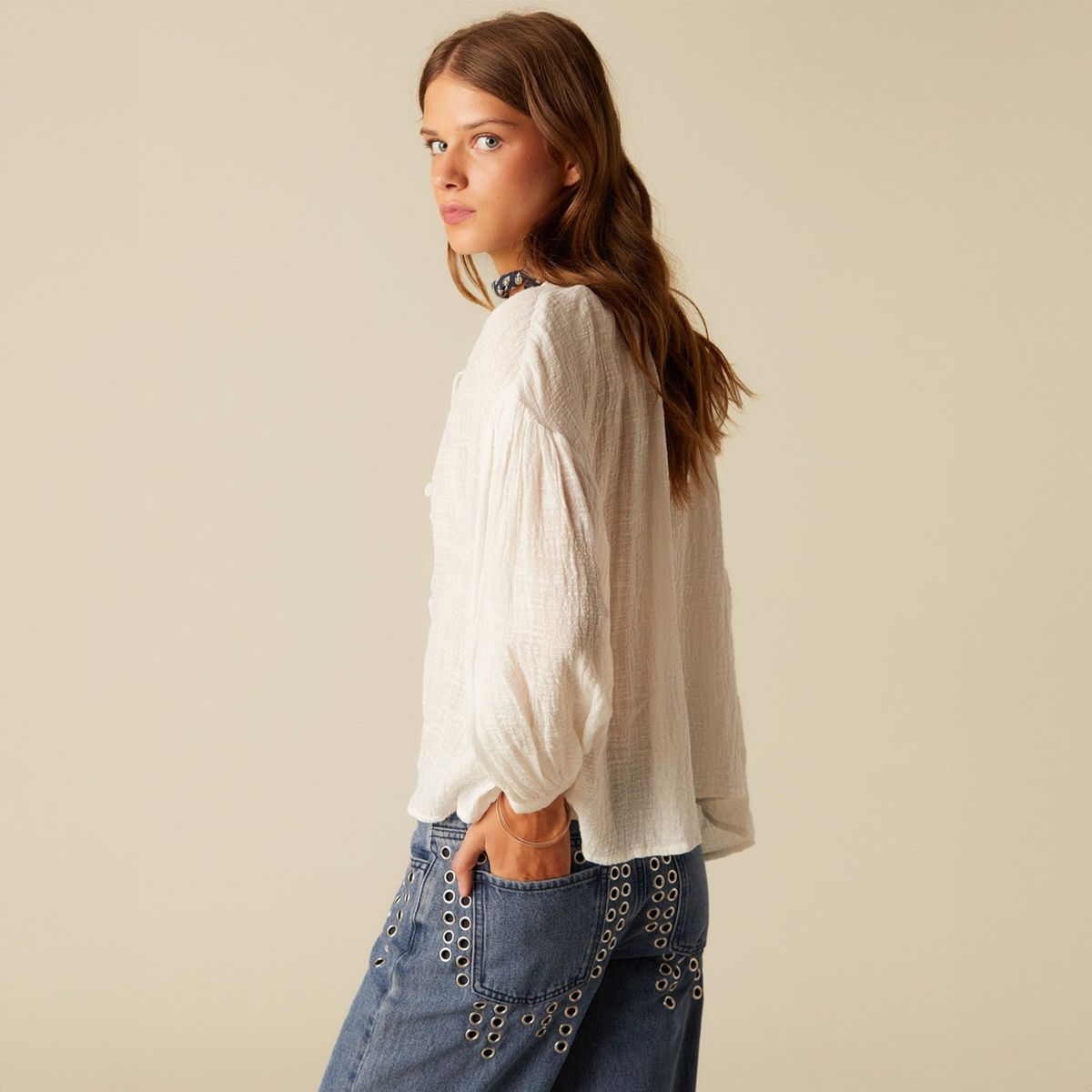 NICOLI - Blusa Cruda Rústica Mujer Nicoli