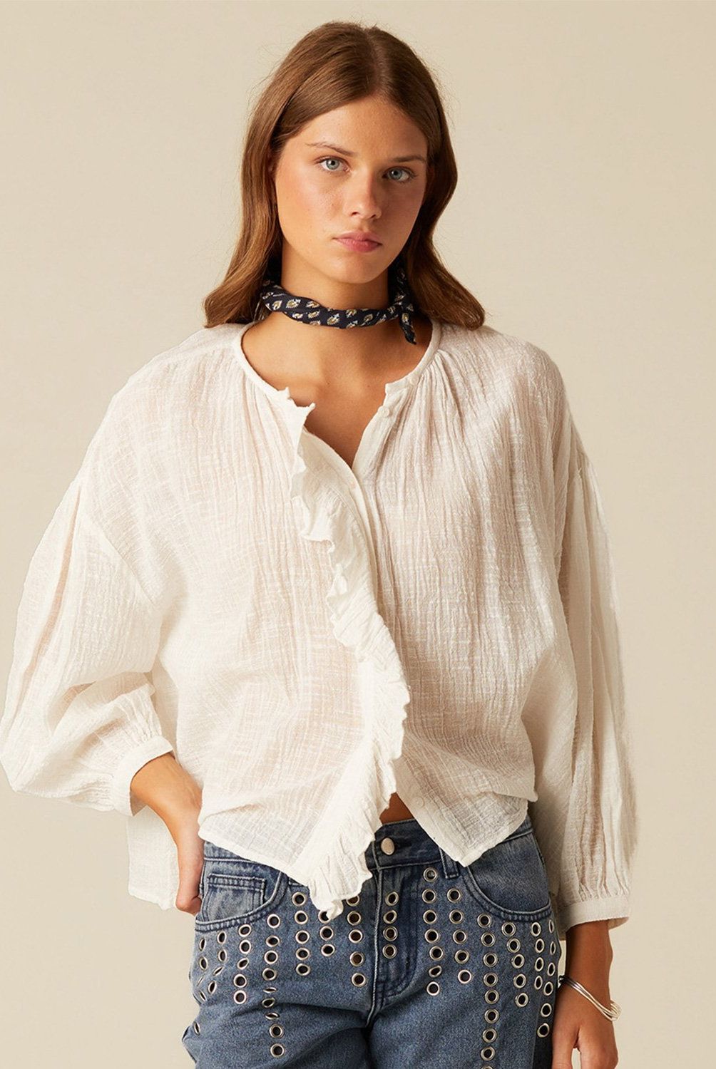 NICOLI - Blusa Cruda Rústica Mujer Nicoli