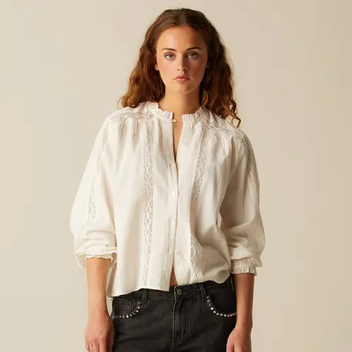 NICOLI - Blusa Cruda Tira Encaje Mujer