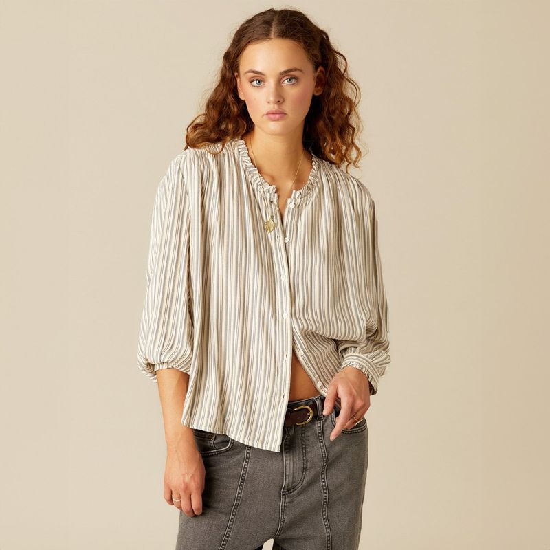 NICOLI - Blusa Raya Azul Mostaza Mujer Nicoli