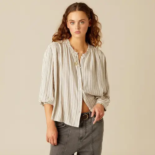 NICOLI - Blusa Raya Azul Mostaza Mujer
